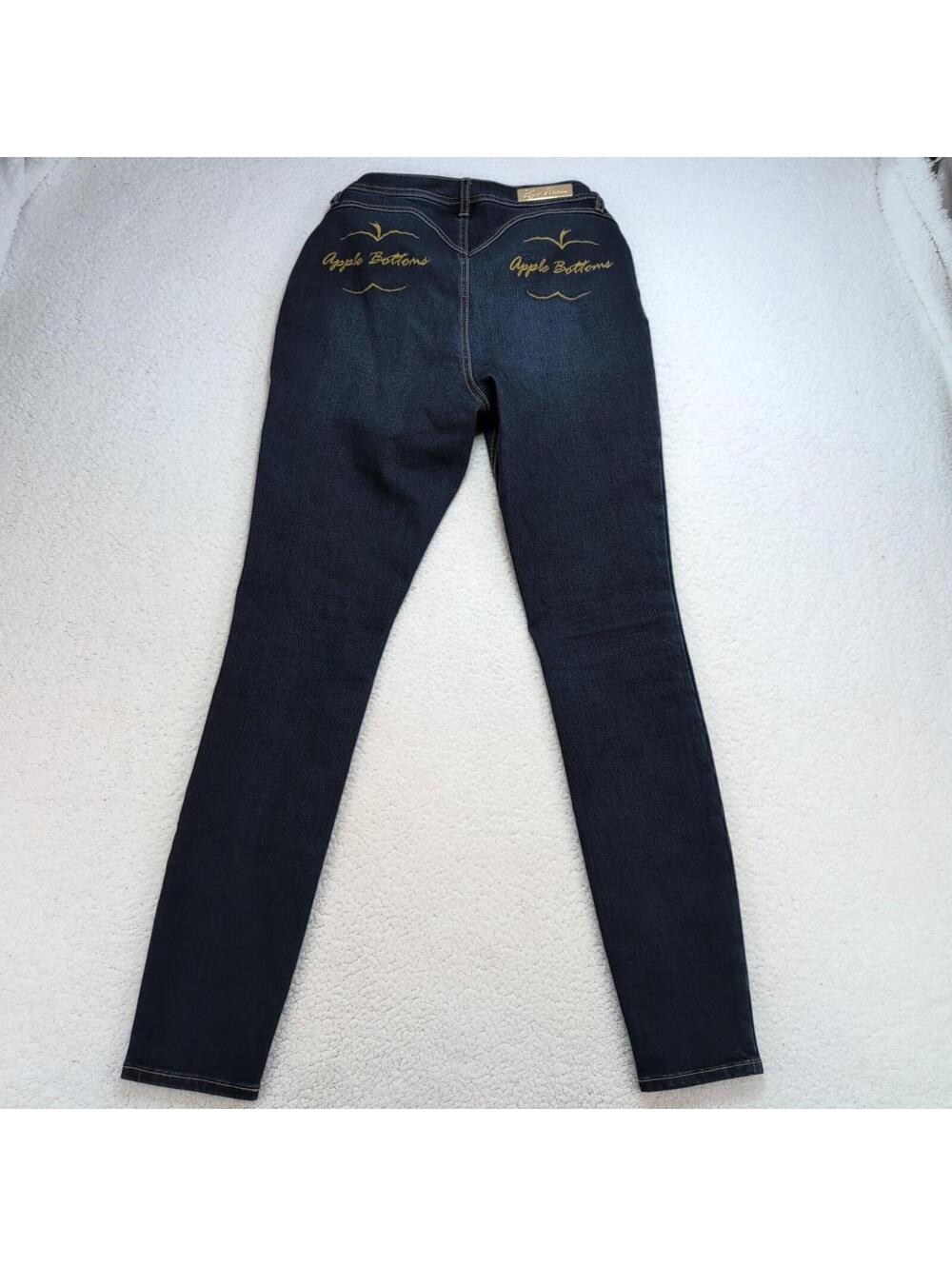 Apple Bottoms Dark Blue Skinny Jeans with Gold Embroidery